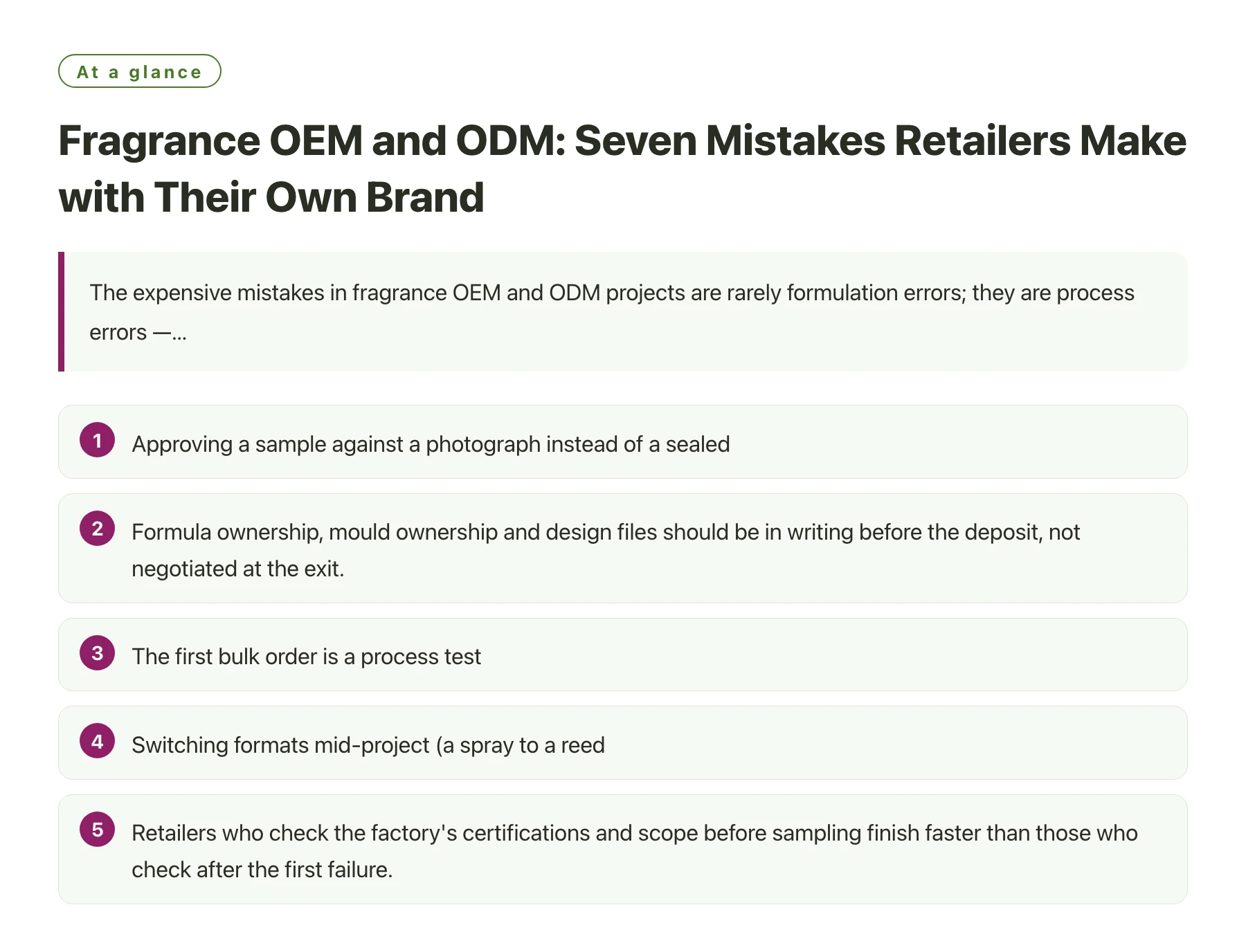Fragrance OEM and ODM: Seven Mistakes Retailers Make with Their Own Brand——全文要点速览